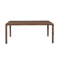 mesa de comedor de madera acabada en nogal