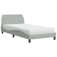 cama individual  cama para adulto  cama con colchon dover terciopelo gris claro 100x200 cm