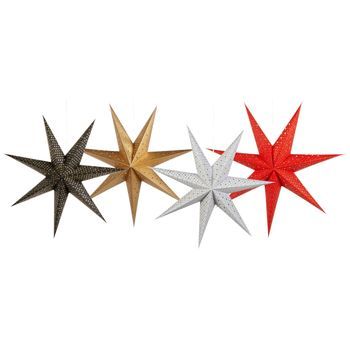 Decoración Navideña Colgante Led De Interior 4 Estrellas De Papel Hechas A Mano Multicolor Kamet