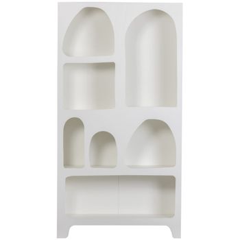 Estantería de madera blanca con nichos