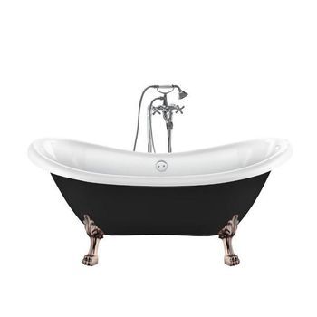 Bañera Con Patas Darlington Negra 175 Cm Patas León Cobre Envejecido