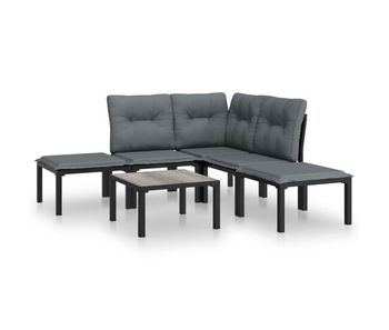 Juego de muebles de jardin 6 piezas ratán sintético negro y gris