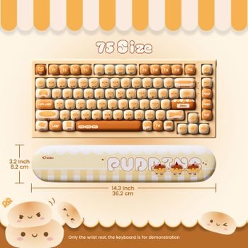 Akko Pudding Buns teclado reposamuñecas almohadilla ergonómica espuma suave Lycra + PU fácil escritura alivio del dolor antideslizante para oficina hogar Gamer