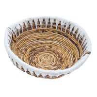 cuenco frutero de fibras naturales bordado en algodon blanco d25 cm