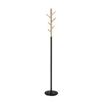 Perchero  de madera y metal roble y negro 178x28x28 cm