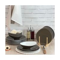 6 plato de postre porcelana topo oscuro