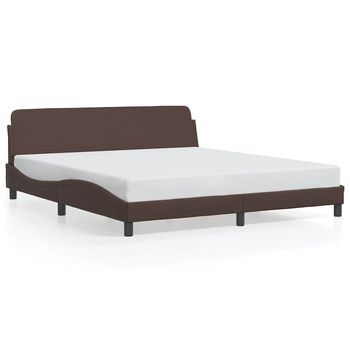 Estructura De Cama Dover Cuero Sintético Marrón 180x200cm Vidaxl