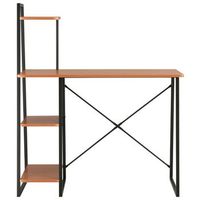 mesa de escritorio   escritorio de despacho  escritorio con estanteria negro y marron 102x50x117 cm