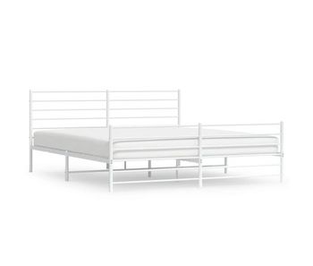 Estructura cama metal con cabecero y estribo blanco 200x200 cm con cabecero y pie de cama