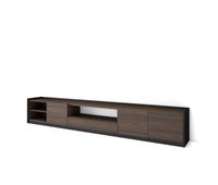 mueble tv television muebles de salon almacenaje 310x37x50 cm para tv hasta 80 con almacenamiento estilo moderno roble oscuro y negro