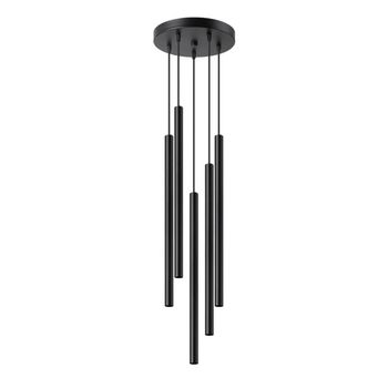 Lámpara colgante vacu negro, 5 luces