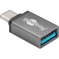 goobay adaptador cable usb-a a usb-c hembramacho gris