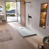 plato de ducha de resina antideslizante cemento 75 x 170 cm bellobath
