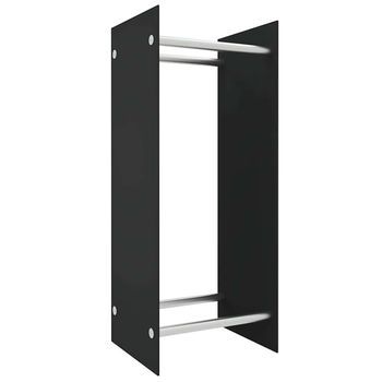 Leñero De Vidrio Templado Negro 40x35x100 Cm Vidaxl