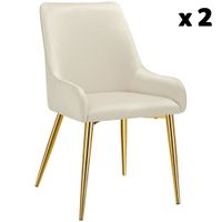 2 sillas de comedor tapizadas acero aspecto aterciopelado beige