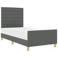 cama individual  cama para adulto  estructura de cama con cabecera gris oscuro 90 x 200 cm tela
