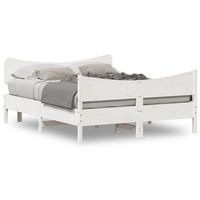 cama matrimonial  cama para adultos  estructura de cama con cabecero madera pino blanco 140x190 cm