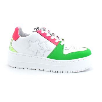 Balada Deportivas Moda Sneaker Queen Low Platform White Pink Fluo Green 2SD3493 para mujer