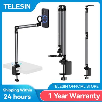 TELESIN-soporte magnético de liberación rápida para teléfono móvil, Clip de escritorio para fotografía, soporte Universal de aleación de aluminio para teléfono inteligente