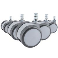 5x ruedas para suelos duros rolo move 60 tecnologia no-noise 11mm  60mm ruedas para sillas de oficina lote de 5 blancogris hjh office