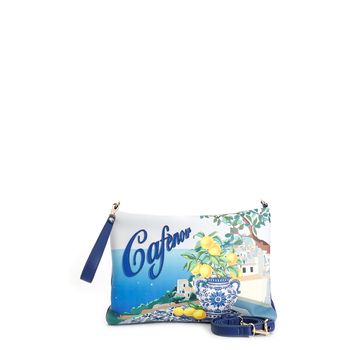 bolso de mano estampado, asa y bandolera extraíble blue