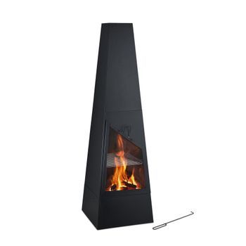 Estufa De Jardín Con Función De Parrilla Negro 120 Cm