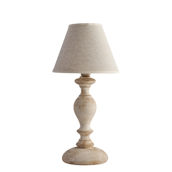 Lámpara De Sobremesa Cascina En Madera Blanca Y Gris Tórtola, 1 Luz, Pantalla Dm.20 H.39 Ø20 Bl265-lt-bt