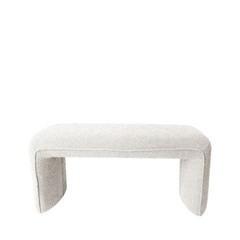 Banco tapizado en tela rizada l100cm - blanco