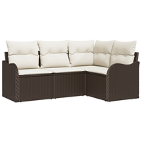 conjunto de sofa de jardin de 4 uds con cojines de ratan poliester marron cfw173928