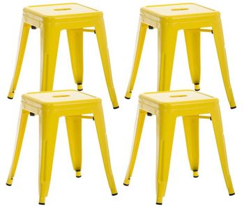 Set de 4 taburetes bajos armin metal amarillo 40x40x46 cm