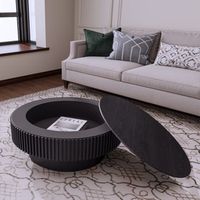 mesa de centro - mueble para salon - madera maciza y mdf - negro 75x75x35cm