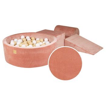 Meowbaby Parque Infantil De Espuma Con Piscina De Bolas, Pana, Albaricoque : Blanco/beige, 200 Pcs