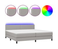 cama box spring con colchon tela y led gris claro 200x200 cm liso con clavos