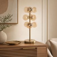 lampara sobremesa en cristal dorado 24x24x58 cm