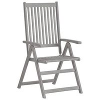 pack 2 uds sillas de jardin  silla de exterior  sillon reclinables madera maciza de acacia gris