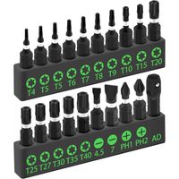 easyspeed juego 20 puntas destornillador imantadas cabeza hexagonal magneticas torx phillips estrella plana 14  acero s2