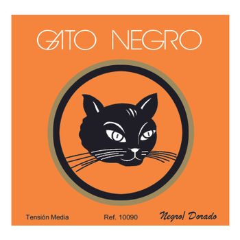 Juego de cuerdas para Guitarra Clásica y Española Gato Negro nylon Negro y Bajos Entorchado Dorado.  Fabricadas en nylon negro y acero con entorchado latón dorado de alta calidad en España desde 1868