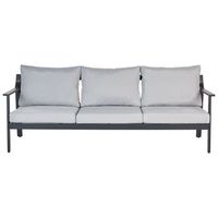 sofa de jardin de 3 plazas de aluminio con cojines hidrofugos gruesos gris claro kiato