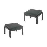 pack 2 reposapies de jardin aluminio reforzado color antracita con cojin color gris medidas 69x49x42 cm