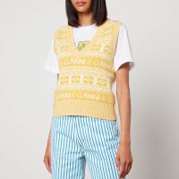 ganni logo-intarsia wool-blend vest - xxs