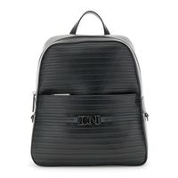 mochila efecto piel con trabajo laser de rayas black taglia unica