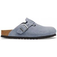 birkenstock zuecos boston suede leather narrow - stone blue para mujer
