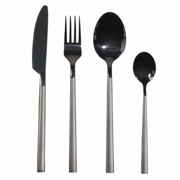 Juego de cubiertos BADEN de 24 piezas de acero inoxidable negro mate