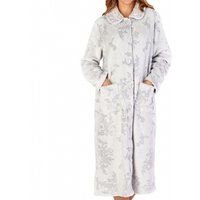 floral print button opening cosy housecoat