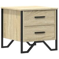 mesita de noche  mesilla de noche madera de ingenieria roble sonoma 40x41x40 cm