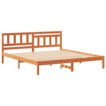 Estructura De Cama Con Cabecera Marrón Cera 180 X 200 Cm