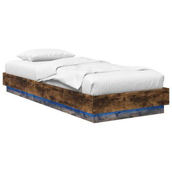 Estructura De Cama Con Led Roble Ahumado 80 X 200 Cm Vidaxl