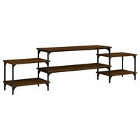 mueble tv  mueble de salon  armario tv madera contrachapada roble marron 197x35x52 cm