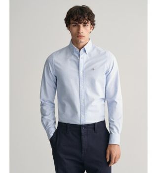 Gant para hombre. 3230115 Camisa Oxford Slim Fit elástica azul (M), Casual, Algodón, Clásico, Manga larga