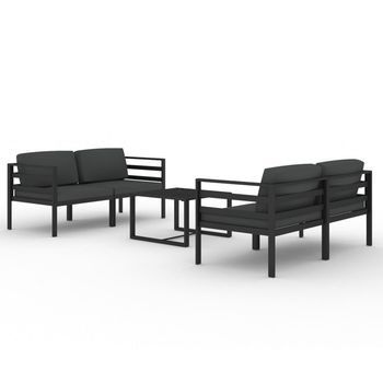 Set Muebles De Jardín 5 Pzas Y Cojines Aluminio Gris Antracita Vidaxl